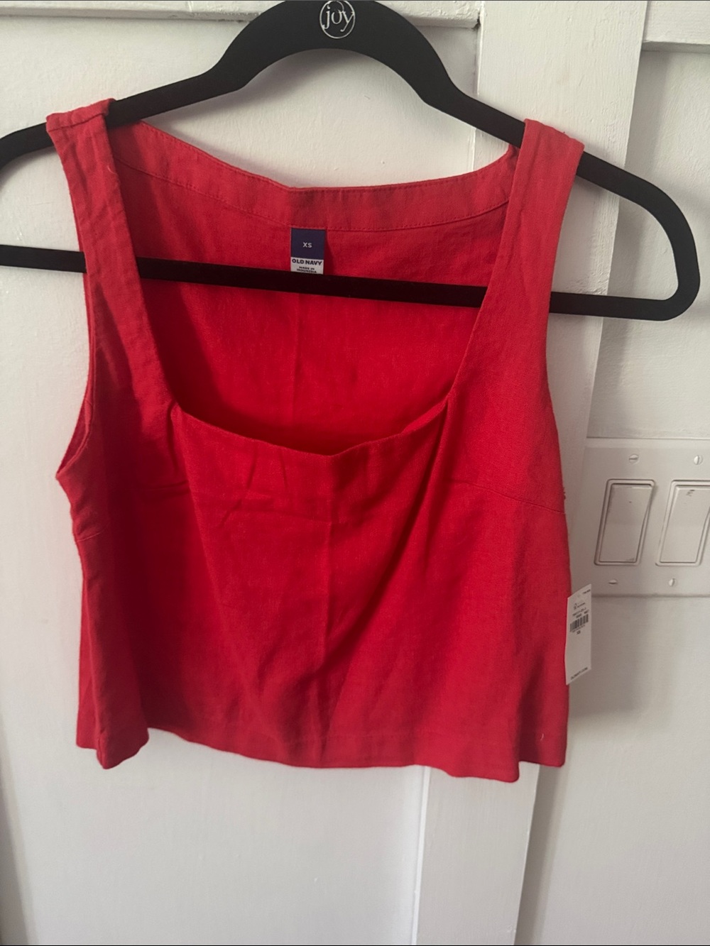 Old Navy Red Square-Neck Linen-Blend Tank